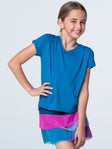 Lucky In Love Girl's Retro Boxy Top Blue M