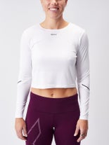 2XU Wom Lt Spd Tech Crop LS LG White/Black Reflct