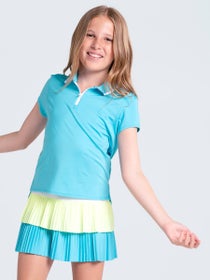 Lucky in Love Girl's Pleated Polo Short Sleeve