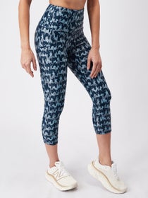 Running Bare Women's PMP 3/4 Leggings 21" Tal Indigo