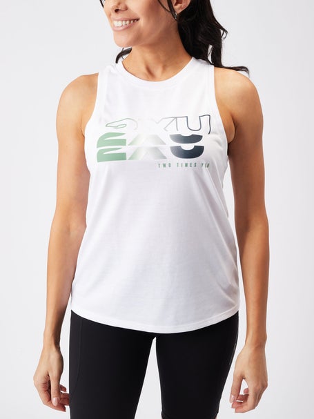 2XU Womens Form Tank Deep White/Willow Green