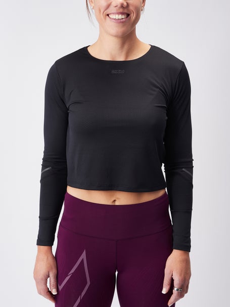 2XU Womens Light Speed Tech Crop Long Sleeve Black