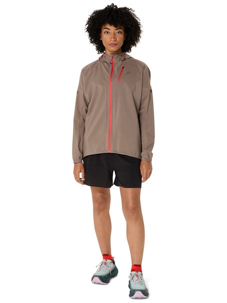 ASICS Womens Fujitrail Waterproof Jacket Taupe Grey