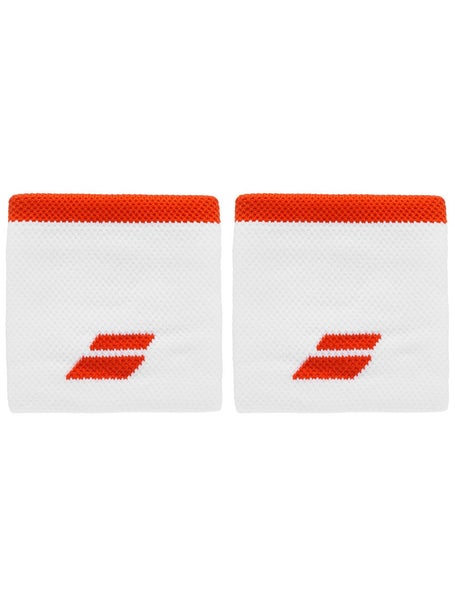 Babolat Singlewide Logo Wristband White/Fiesta Red