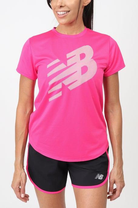 New Balance Womens Printed Accelerate Short Sleeve 