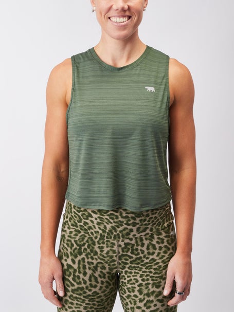 Running Bare Womens Cosmic Allure Cropped Tank Elm