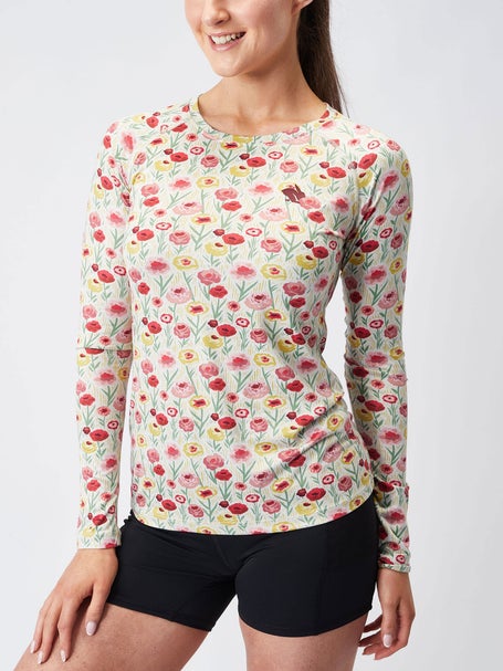 rabbit Womens EZ Tee Long Sleeve Quiet Grey Floral 