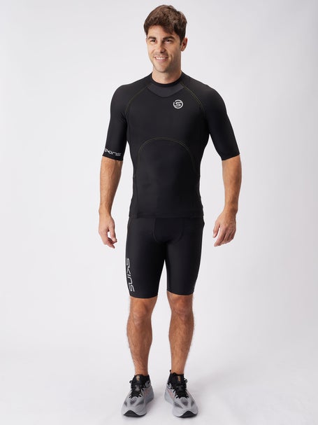 Skins A400 Homme Manches Courtes Compression – Noir/Jaune – Top Sport NEUF