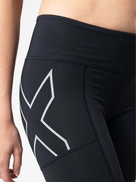 2XU Women's Aero Vent Mid-Rise Compression Short Black Tennis Only