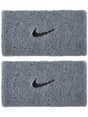 Nike Swoosh Doublewide Wristbands 2Pk Grey/Black