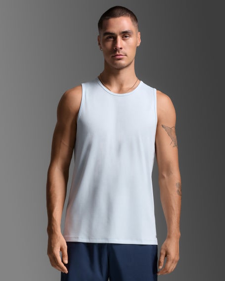 2XU Mens Aero Mesh Tank Moonstone