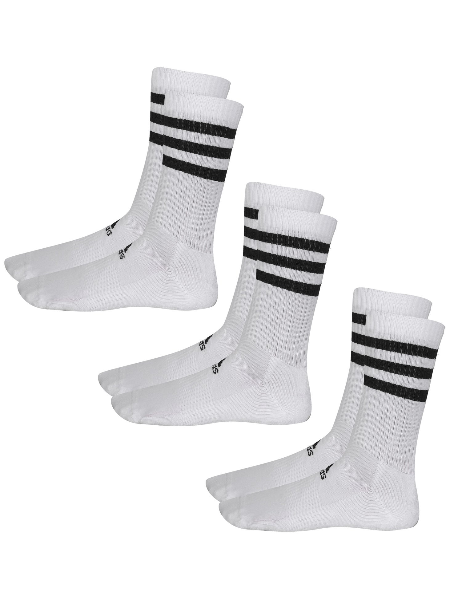 Adidas Cushion Crew 3-Pack Socks Striped White | Tennis Only