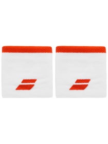Babolat Singlewide Logo Wristband White/Fiesta Red