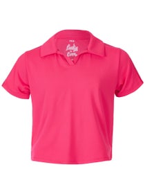 Lucky in Love Girl's Cropped Polo - Coral
