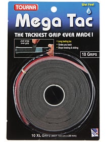 Tourna Grip Mega Tac Overgrip 10 Pack Black