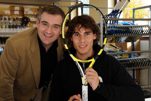 Rafael Nadal and Eric Babolat pose with the AeroPro Drive.