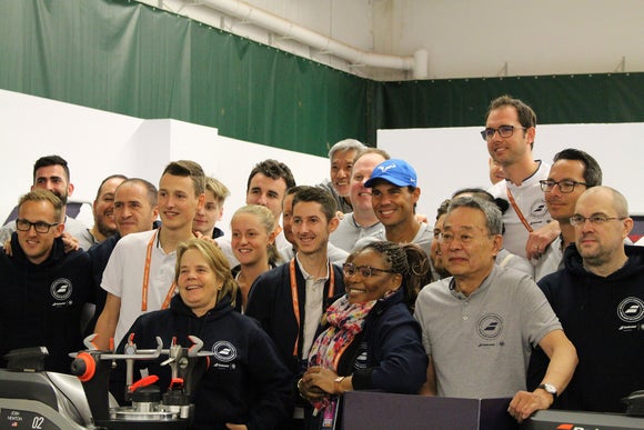 Rafa poses with the Babolat team. 
